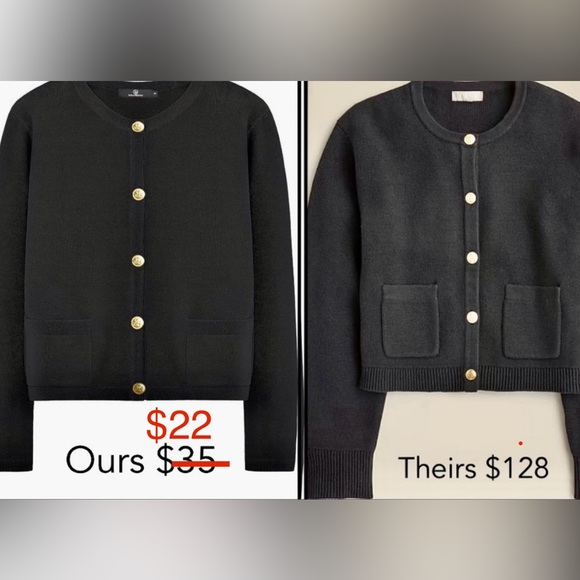 Brand New Relaxed Sweater Lady Jacket Black Size XS Gold Buttons So On-Trend - Picture 6 of 6